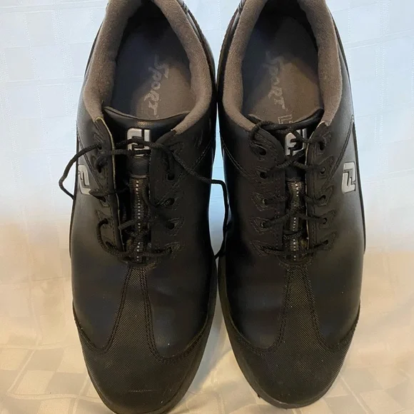FootJoy SPORT LT Golf Size 10.5 Shoes 58038 BLACK Leather Soft Spike FootJoy | Shoes | Footjoy Sport Lt Mens Size 1 W Golf Shoes  main image 2